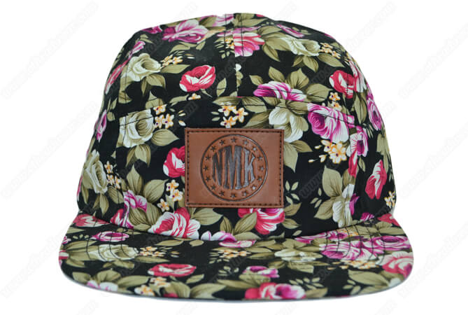 Floral print 5 panel hat