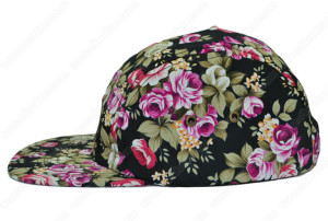 Floral print 5 panel hat