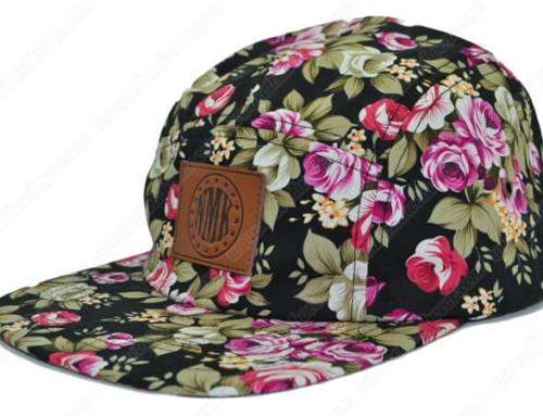 Floral print 5 panel hat