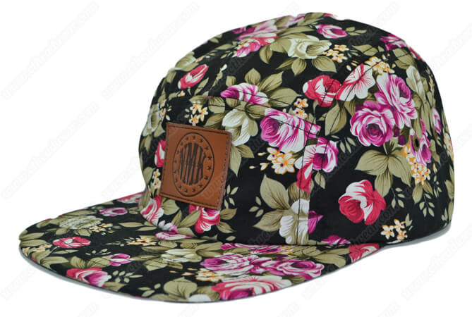 Floral print 5 panel hat