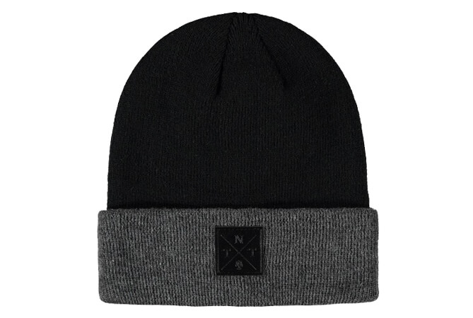 embossed leather label beanie hats for men